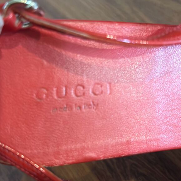Gucci red Patton leather peep to flats with horse bit size 8.5 - Picture 3 of 8